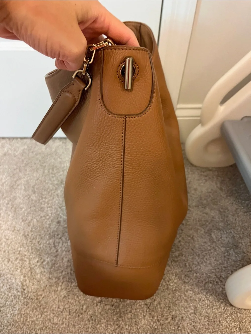 Tory Burch Cognac Pebbled Leather Hobo